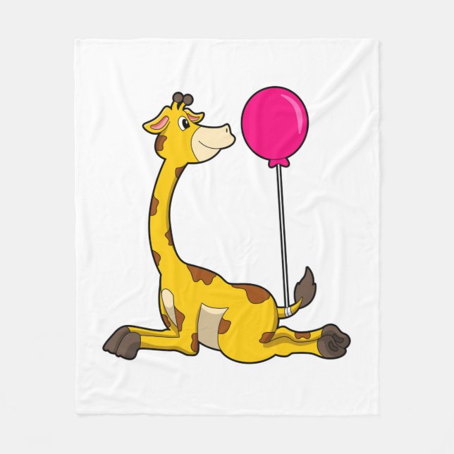 Giraffe with Balloon Fleece Blanket (Front)