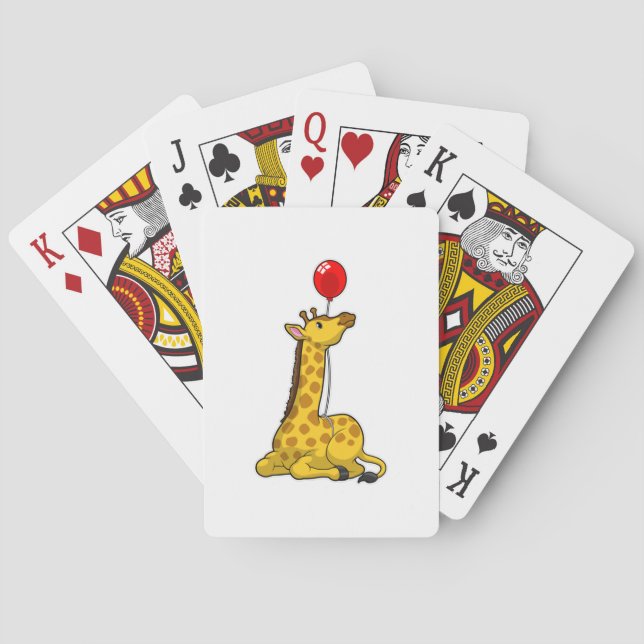 Giraffe with Balloon Playing Cards (Back)