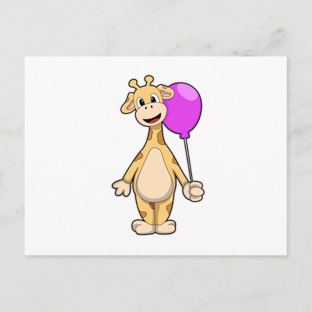 Giraffe with Balloon Postcard (Front)