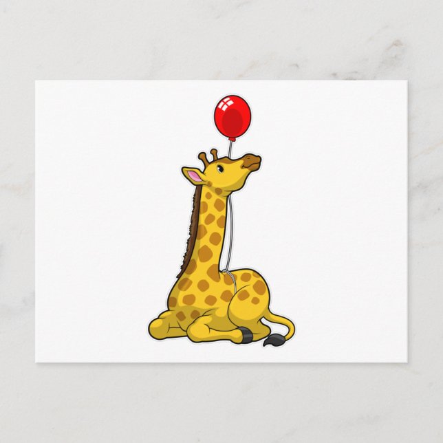 Giraffe with Balloon Postcard (Front)