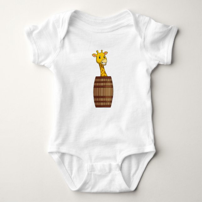 Giraffe with Barrel Baby Bodysuit (Front)