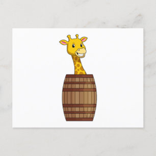 Giraffe with Barrel Postcard