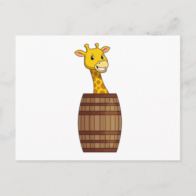 Giraffe with Barrel Postcard (Front)