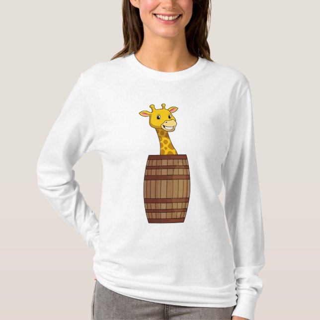 Giraffe with Barrel T-Shirt (Front)
