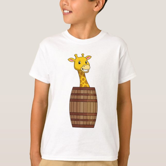 Giraffe with Barrel T-Shirt (Front)