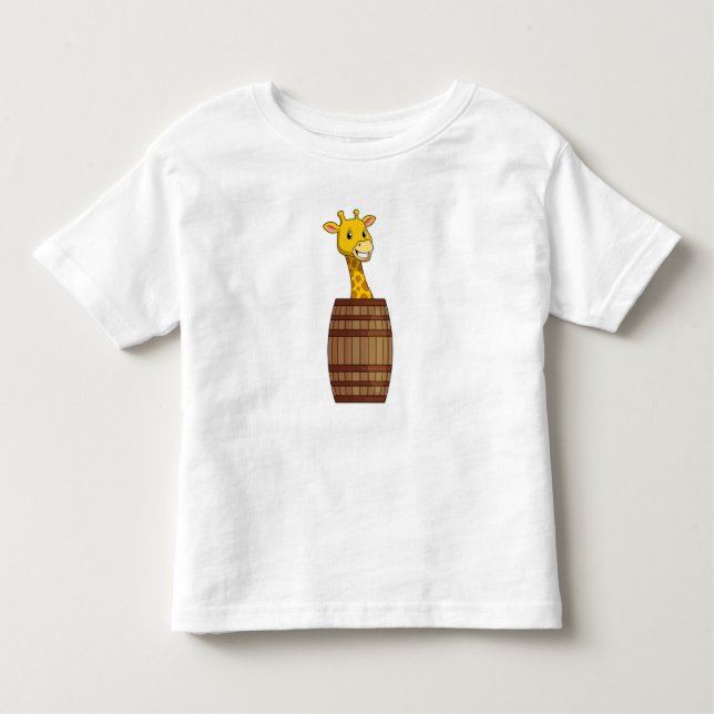 Giraffe with Barrel Toddler T-Shirt (Front)