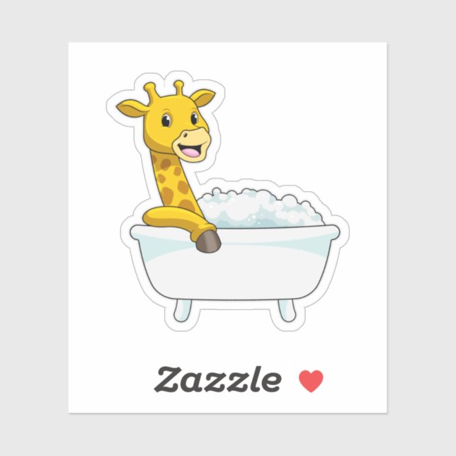Giraffe with Bathtub with Foam (Sheet)