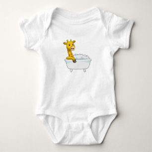 Giraffe with Bathtub with Foam Baby Bodysuit