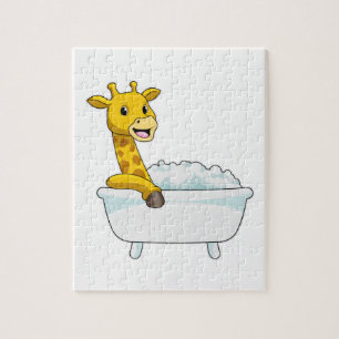 Giraffe with Bathtub with Foam Jigsaw Puzzle