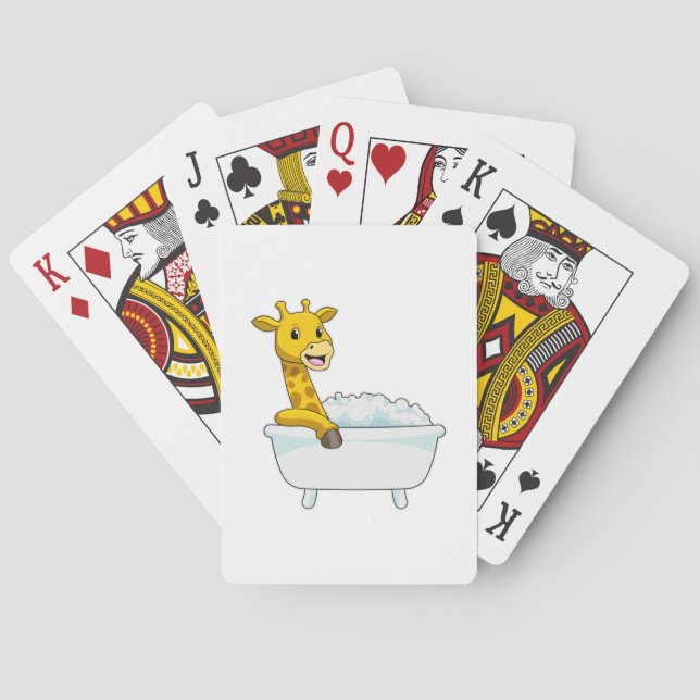 Giraffe with Bathtub with Foam Playing Cards (Back)