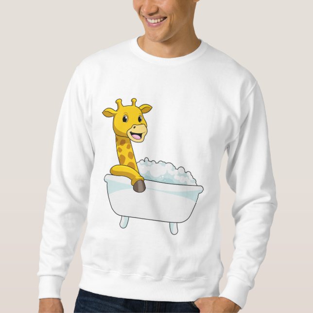 Giraffe with Bathtub with Foam Sweatshirt (Front)