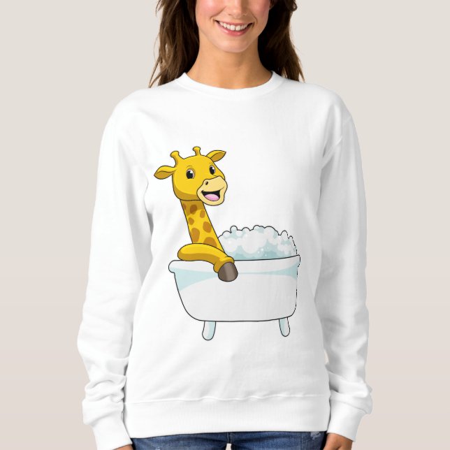 Giraffe with Bathtub with Foam Sweatshirt (Front)