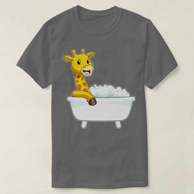 Giraffe With Bathtub With Foam  T-Shirt (Design Front)