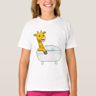 Giraffe with Bathtub with Foam T-Shirt