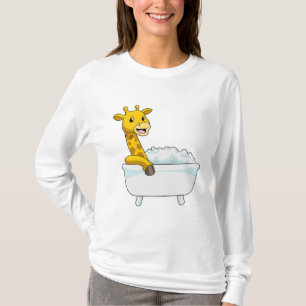 Giraffe with Bathtub with Foam T-Shirt
