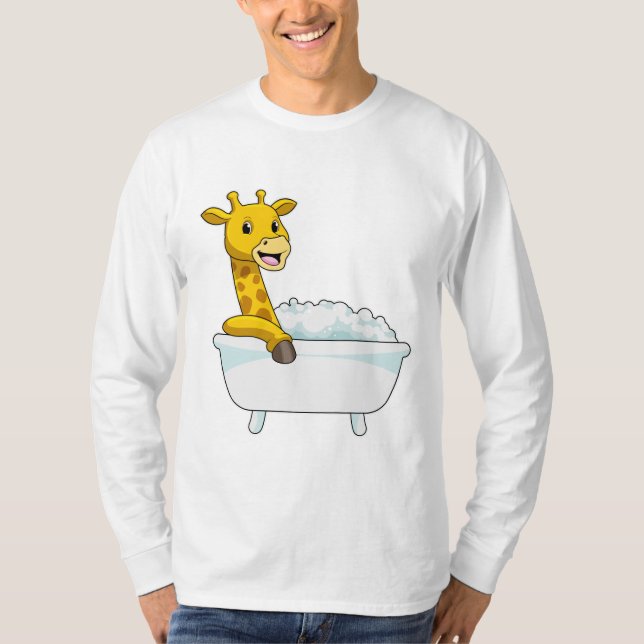 Giraffe with Bathtub with Foam T-Shirt (Front)