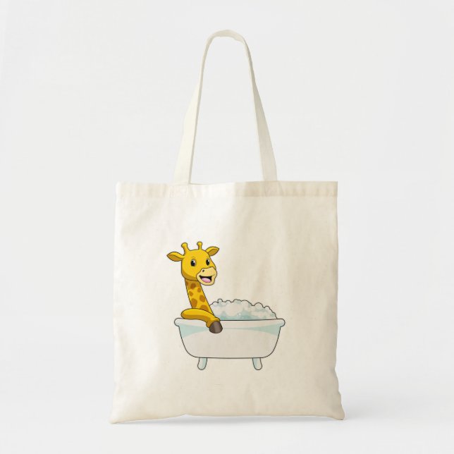 Giraffe with Bathtub with Foam Tote Bag (Front)