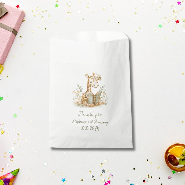 Giraffe with Book Chapter One 1st Birthday Party  Favour Bags (Creator Uploaded)