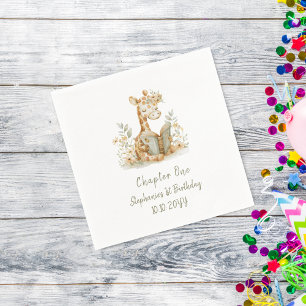 Giraffe with Book Chapter One 1st Birthday Party  Napkin