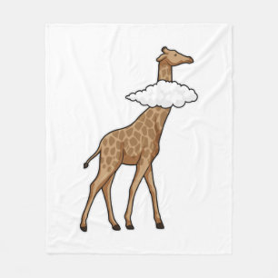 Giraffe with Cloud Fleece Blanket