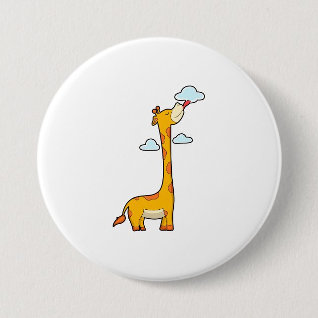 Giraffe with Clouds 7.5 Cm Round Badge (Front)