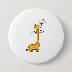 Giraffe with Clouds 7.5 Cm Round Badge