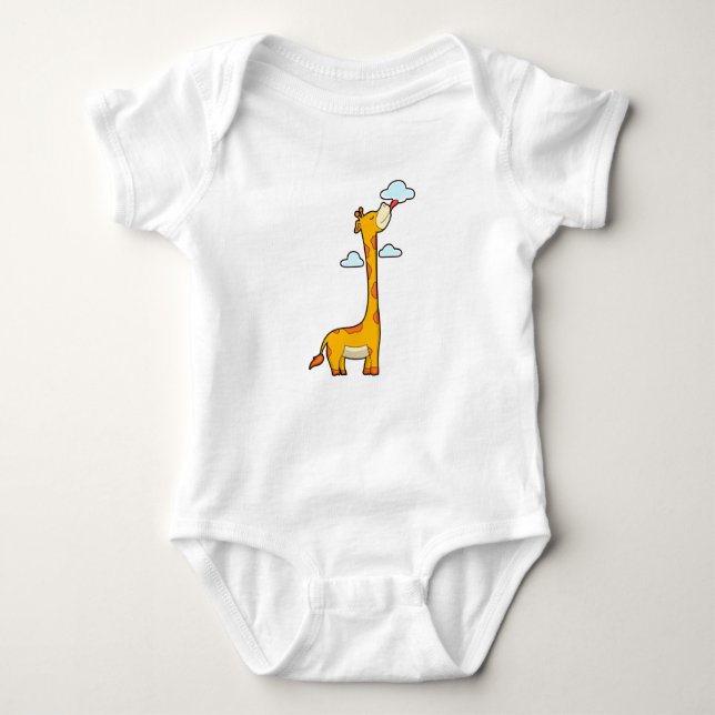 Giraffe with Clouds Baby Bodysuit (Front)