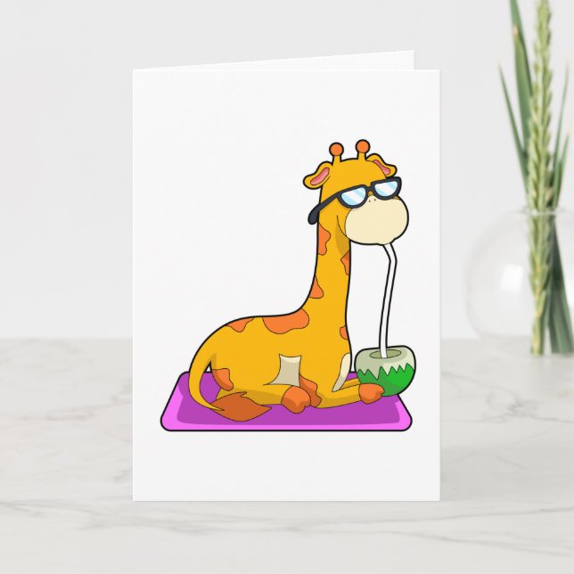Giraffe with Coconut Card (Front)