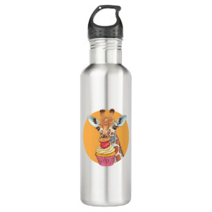 Giraffe With Cupcake   710 Ml Water Bottle