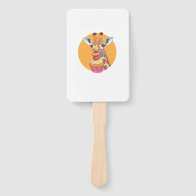 Giraffe With Cupcake   Hand Fan (Front)