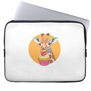 Giraffe With Cupcake Laptop Sleeve