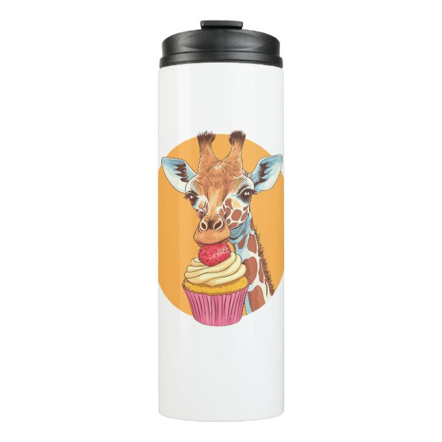 Giraffe With Cupcake   Thermal Tumbler (Front)
