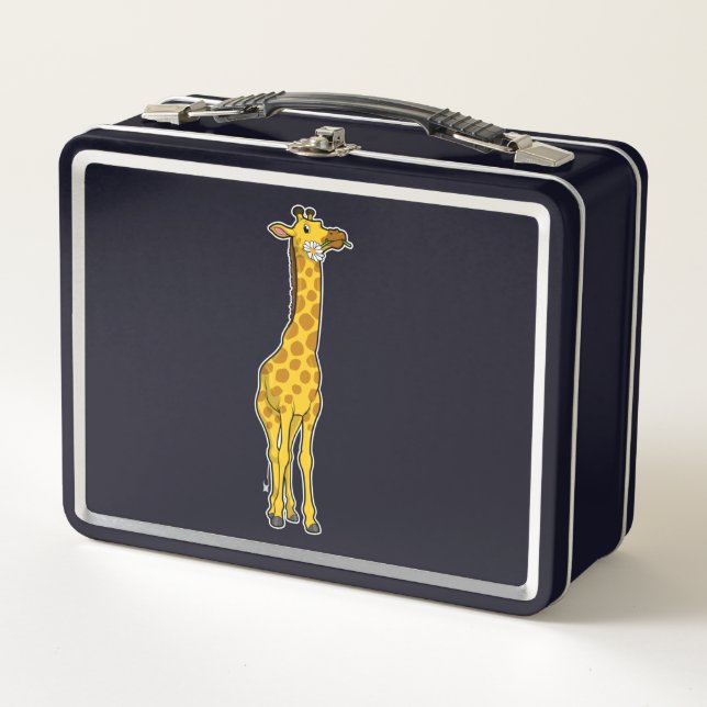 Giraffe with Daisy Metal Lunch Box (Front)