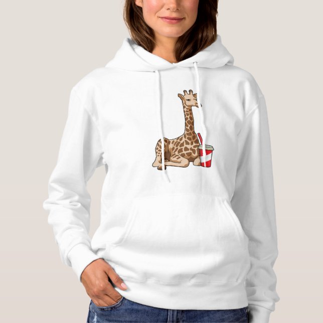 Giraffe with Drink Hoodie (Front)