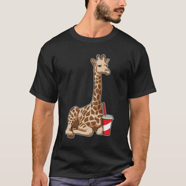 Giraffe with Drink T-Shirt (Front)
