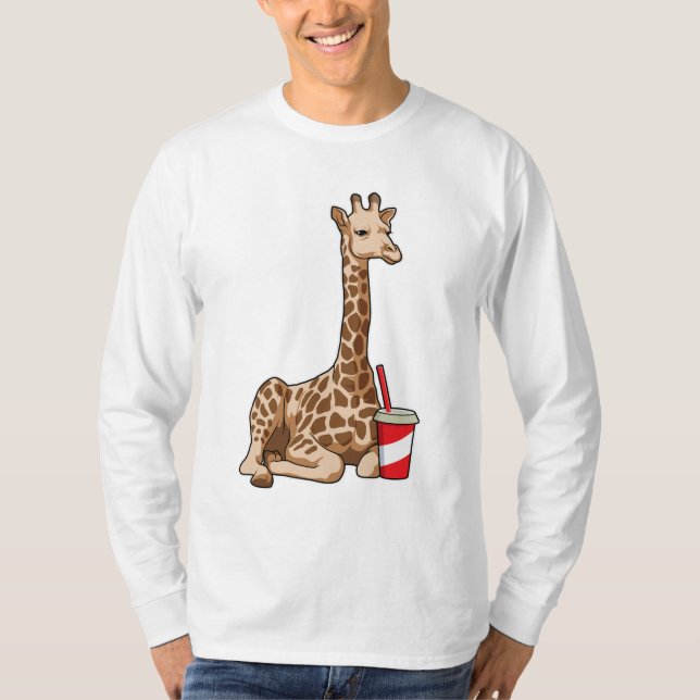 Giraffe with Drink T-Shirt (Front)