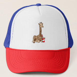 Giraffe with Drink Trucker Hat