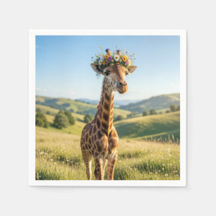 Giraffe with Floral Crown Napkin