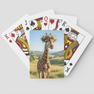 Giraffe with Floral Crown Playing Cards