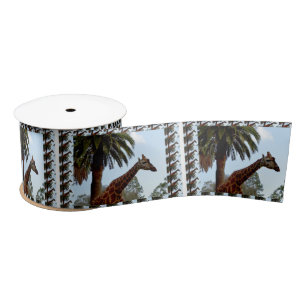 Giraffe With Giraffes Edging, Satin Ribbon