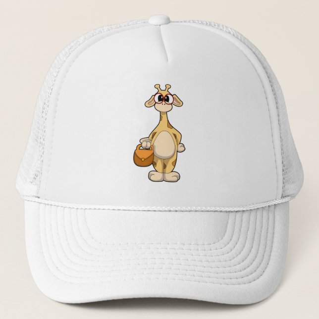 Giraffe with Glasses & Bag Trucker Hat (Front)