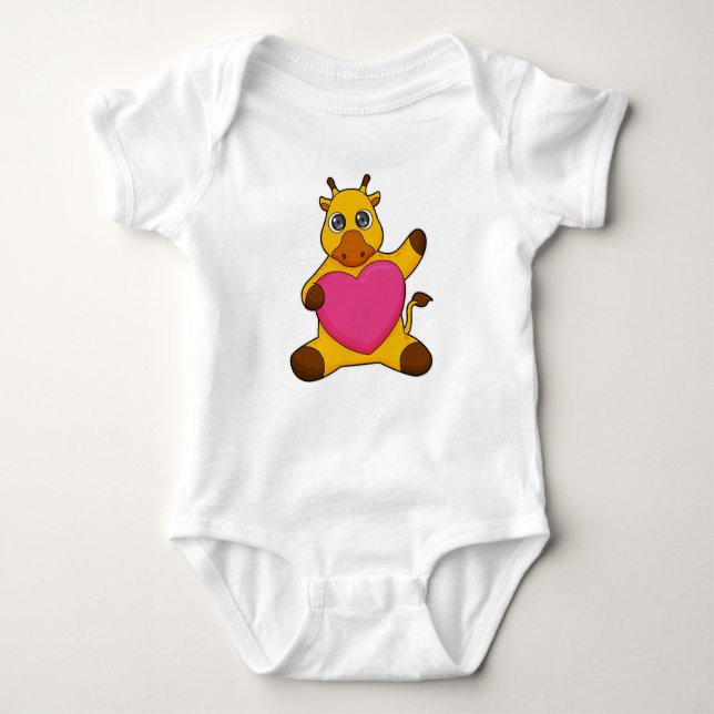 Giraffe with Heart Baby Bodysuit (Front)