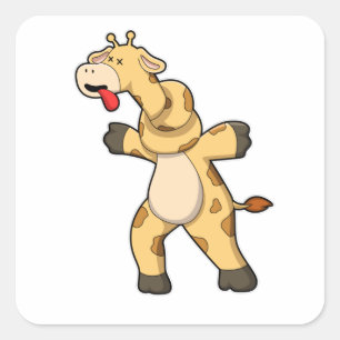 Giraffe with Knot in Neck Square Sticker