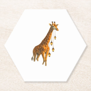Giraffe with Lanterns in the Clouds Classic T-Shir Paper Coaster
