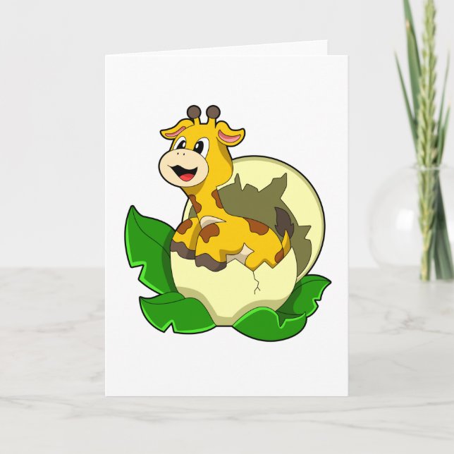 Giraffe with Leaf & Egg Card (Front)