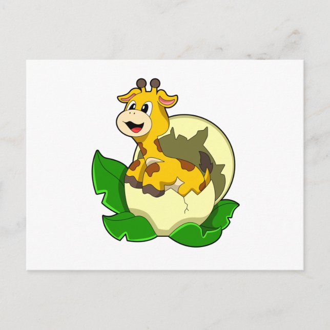 Giraffe with Leaf & Egg Postcard (Front)