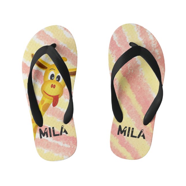 Giraffe with lots of colour kid's jandals (Footbed)