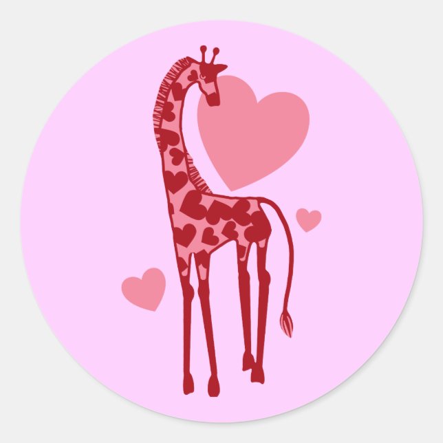 Giraffe With Love Classic Round Sticker (Front)