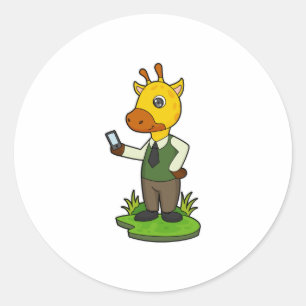 Giraffe with Mobile Classic Round Sticker