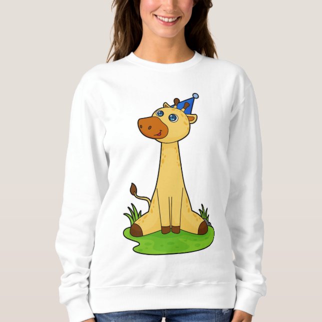 Giraffe with Party hat Sweatshirt (Front)